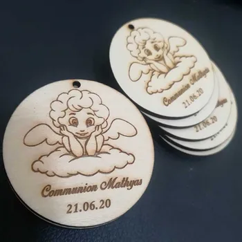 

12pcs Personalized Baby Name Baptism Keychain Birth Favor Custom Wood Babyshower Party Table Centerpieces Decor Favors