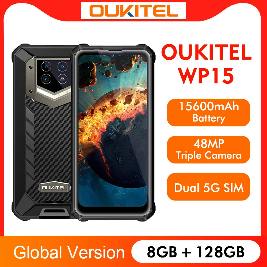 gaming ram OUKITEL WP15 NFC Dual 5G IP68 Waterproof Rugged Smartphone 15600mAh 6.52'' 8GB+128GB 48MP Triple Camera Android 11 Mobile Phone ram pc