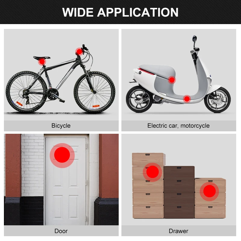 Черный умный ключ дистанционного управления сигнализация для велосипеда мотоцикла двери окна 113dB Водонепроницаемый велосипед беспроводной Противоугонная сигнализация