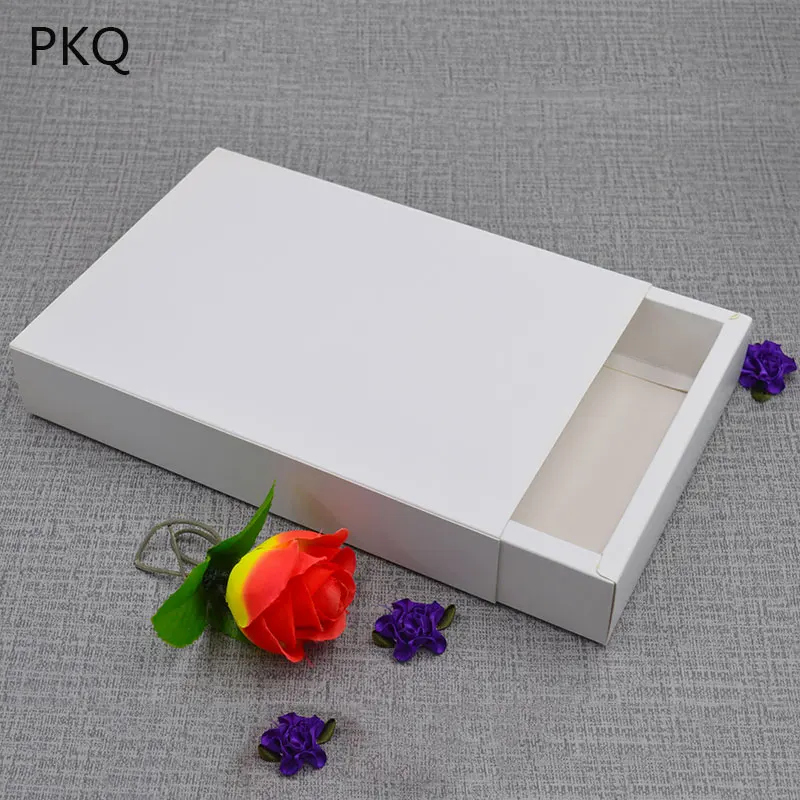 10pcs Square Drawer Box White/Brown Kraft Paper Boxes Blank Cardboard Gift Boxes Handmade Candy Soap Package Boxes 15*15*5.2cm - Color: White