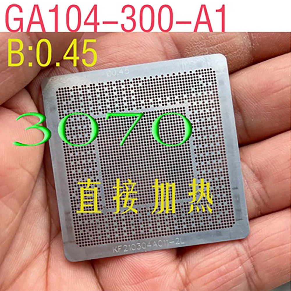 Stencil Bga Per Trx3080 3070 Ga104-300-A1 Rtx 3060 Ti Ga104-200-A1 0.45Mm Gpu Cpu Ic Chip Saldatura Reballing Stencil Template