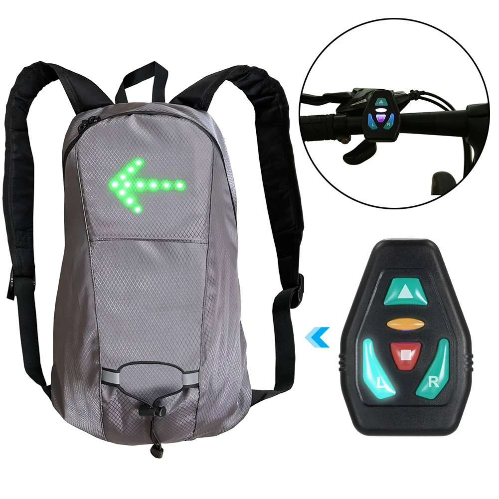 15L Fahrrad Rucksack mit LED Blinker Licht Radfahren Tasche Wireless  Fernbedienung Outdoor Sicherheits Lauf Nacht Reise Bagpack - AliExpress