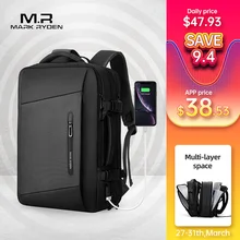 Mark ryden 17 polegada portátil mochila capa de chuva saco masculino usb recarga multi-camada espaço viagem masculino saco anti-ladrão mochila(China)