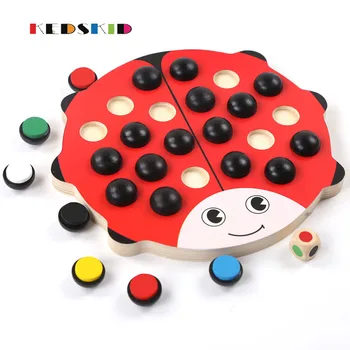 

Kids Memory Training Game Puzzle Cartoon Montessori Wooden Puzzle Ladybug Design Early Development Toy for Children Gifts