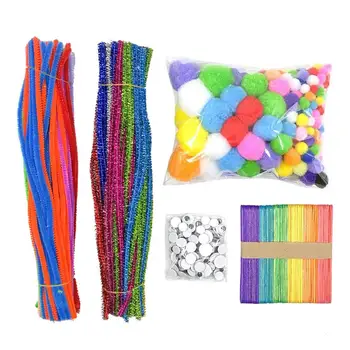 

1 Set of Wool Top Twistable Sticks DIY Handmade Toy Kit Handicraft Decoration Kindergarten Craft Toys for Kids