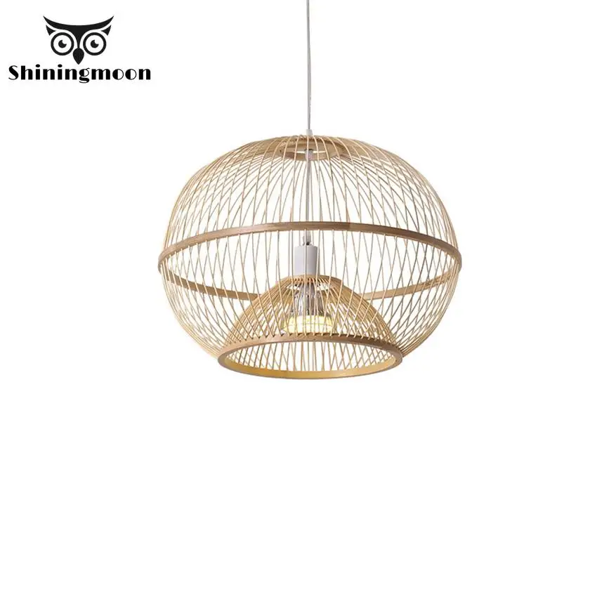 

Chinese Bamboo Wicker Rattan Ball Cage Pendant Lights Vintage Dress Rustic Hanglamp Living Dining Room Pendant Lamp Luminaria