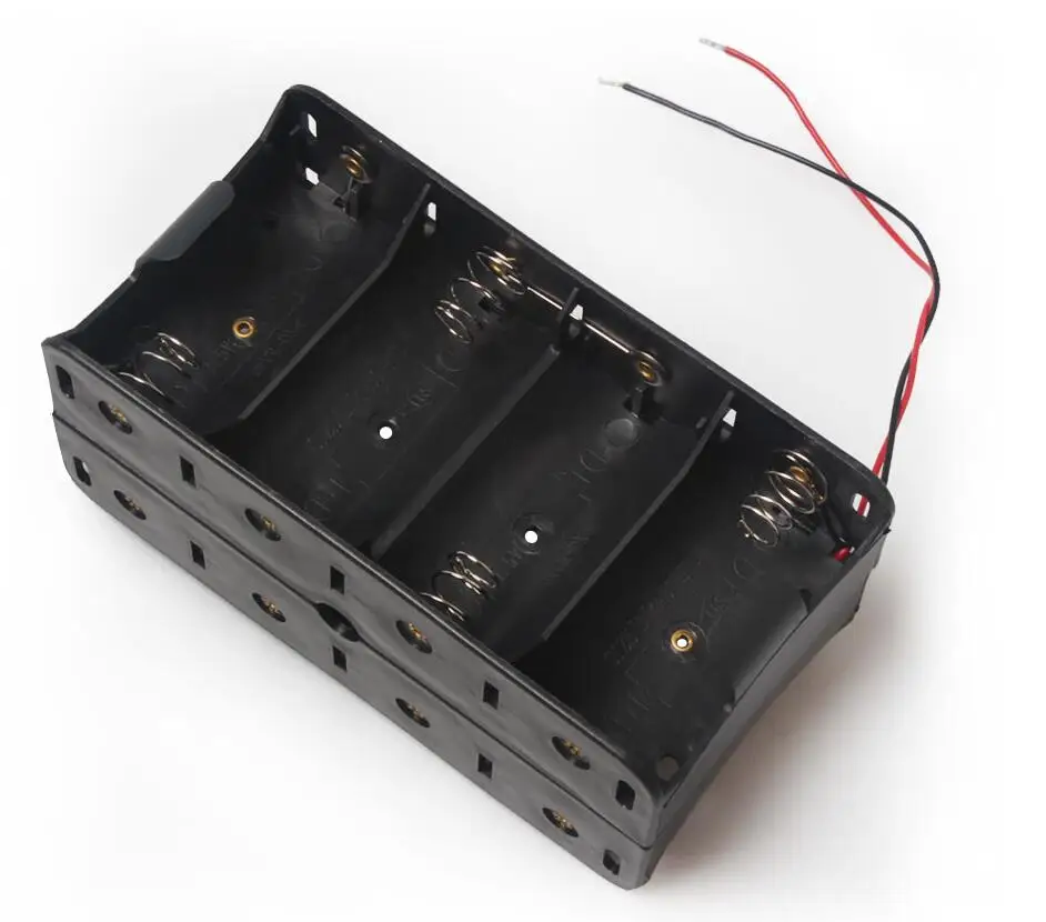 

300pcs/lot Dual Wires Double Sides 8 Slots D Size Battery Storage Case Holder 12V Battery Box For 8 x 1.5V D Size Batteries