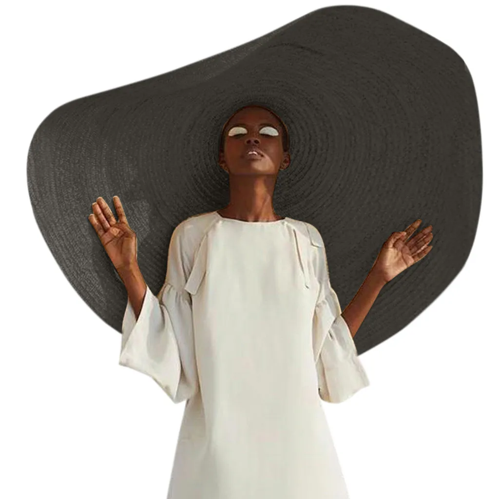 

Fashion Large Wide Brim Sun Hat Beach Anti-uv Sun Protection Foldable Cap Cover For Man And Woman Summer Hat Women Beach New