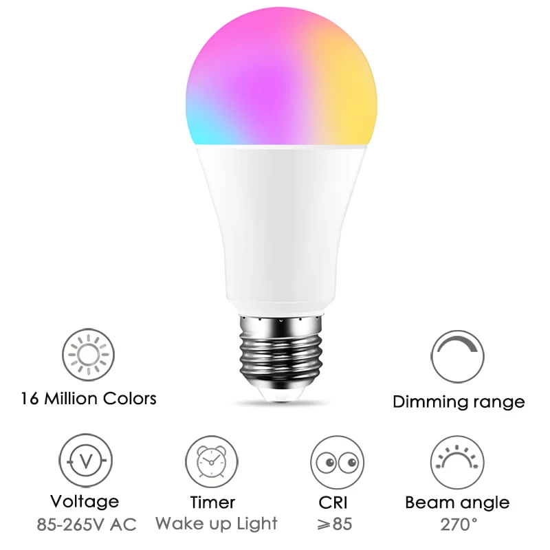15 Вт WiFi умный светильник B22 E27 светодиодный RGB лампа работает с Alexa/Google Home 85-265 в RGB+ белый таймер с регулируемой яркостью волшебная лампа