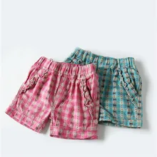 Детская одежда; новые летние шорты из хлопка в клетку для девочек; Одежда для младенцев; детские шорты