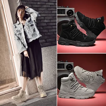 

OLOME 2020 High Help Women's Casual Boots Botas De Mujer Wear Resistant Light Fashion Women's Work Boots Outdoor Non-slip Boots