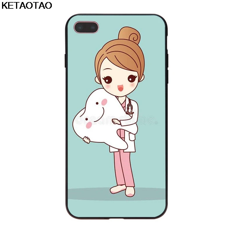 Коричневый KETAOTAO милый зуб в продаже для iPhone 4S 5C 5S 6S 7 8 Plus X XR XS MAX для samsung черный мягкий чехол для телефона резиновый силиконовый - Цвет: Коричневый