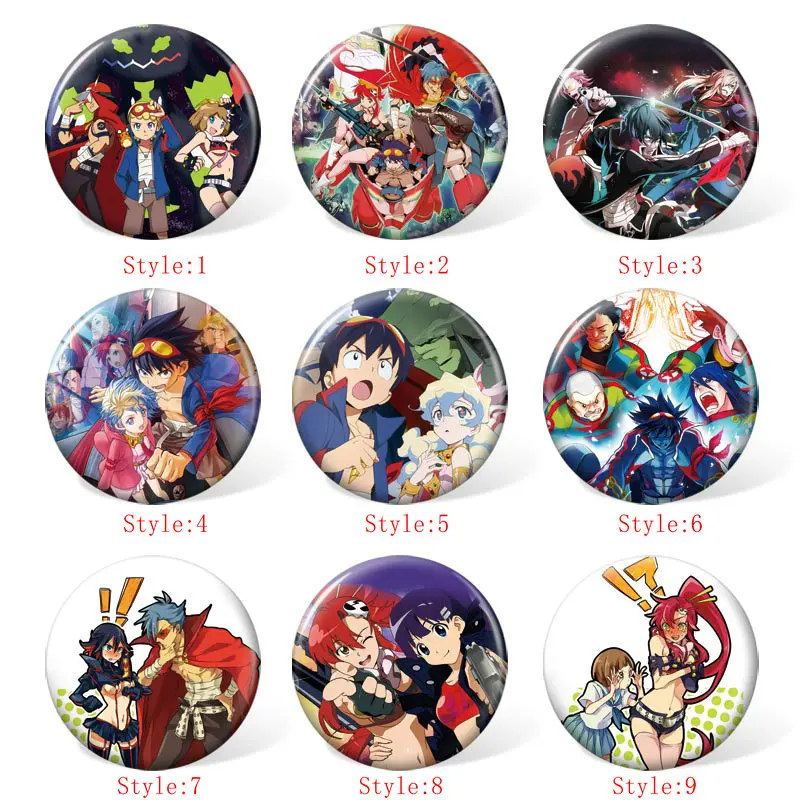 58 мм Gurren Lagann аниме значок косплея Мультяшные Броши коллекция булавок сумки
