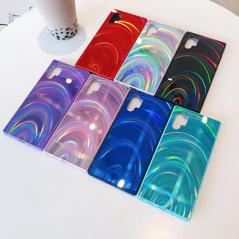 YHBBCASES для samsung Note 10 8 9 модные лазерные радужные чехлы для телефонов samsung Galaxy S8 S9 S10 Plus цветной мягкий чехол Аврора