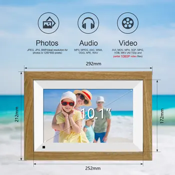 

10.1inch Alarm Clock 16GB Storage WIFI HD Display 1080P Gift Music Digital Photo Frame Touch Screen Family Sharing Picture Video