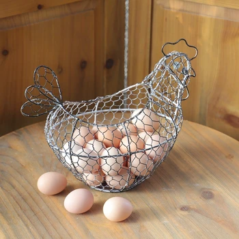 

Wrought Iron Wire Woven Egg Basket Home Decoration Accessories Desktop Small Flower Pot