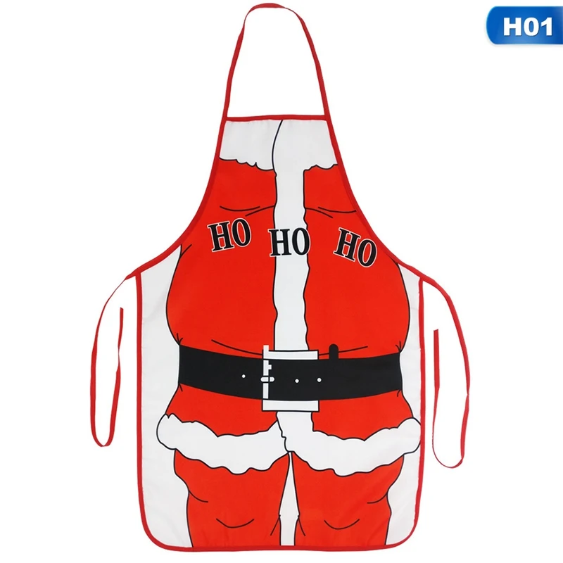 Christmas Kitchen Aprons For Woman Xmas Decoration Aprons For Adults Women Men Dinner Party Cooking Apron Baking Accessories - Цвет: H01