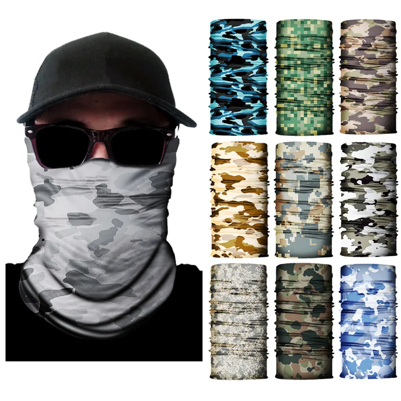 

Camouflage Tactics Mask Headband Face Mask Bandana Head Wrap Scarf Neck Warmer Headwear for Cycling Hiking Camping Women Men