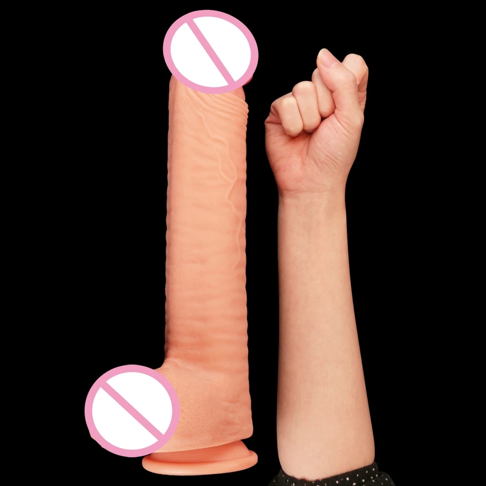 Lovetoy Dual Layer Silicone Dildos 10-12" Hug Realistic Penis Female Masturbation Lifelike Dildo with Suction Cup Sex Plug Toy 6