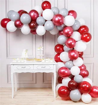 

80pcs DIY 12Inch Latex Balloon Garland Arch Kit Burgundy Wine Red Gray White Ballon For Baby Shower Birthday Wedding Party Decor