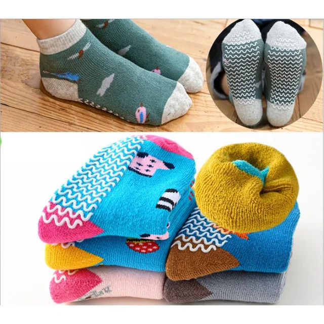 Children Socks Winter New Free Shipping 80% cotton non slip character kids Thickening sock 0-7year girl boy 6pair wholesales 3