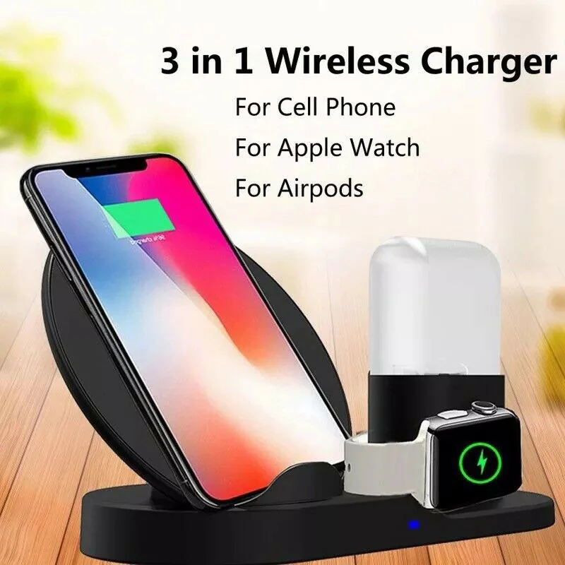 

Multi-function 3 In1 Compatible Mobile Devices Fast Wireless Charger For Apple Watch Airpods IPhone X Xs