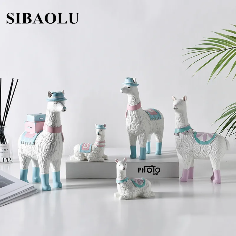 

Nordic Ins Small Simulation of Alpaca Ornaments Resin Feng Shui Crafts Decorations Home Decoration Accessories for Living Room