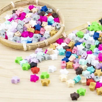 

Star Silicone Beads Baby Teether Beads For Baby Silicone Teether Teething Mommy Handmaking DIY Silicone Colorful Beads
