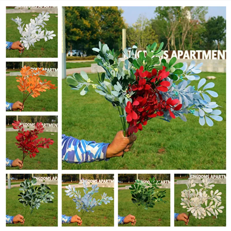 10P Fake Jujube Leaf 32.28"Length Simulation Peanut Leaves Greenery for