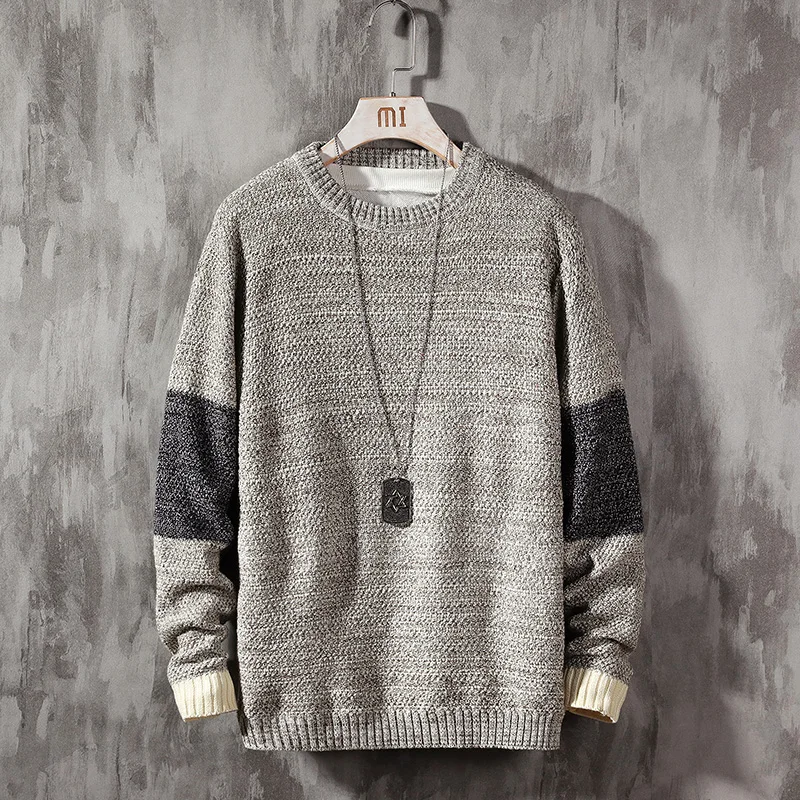 

2020 New Sweater Men Long Sleeves Autumn Winter Pullover Knitted O-Neck Plus Asian Size 5XL