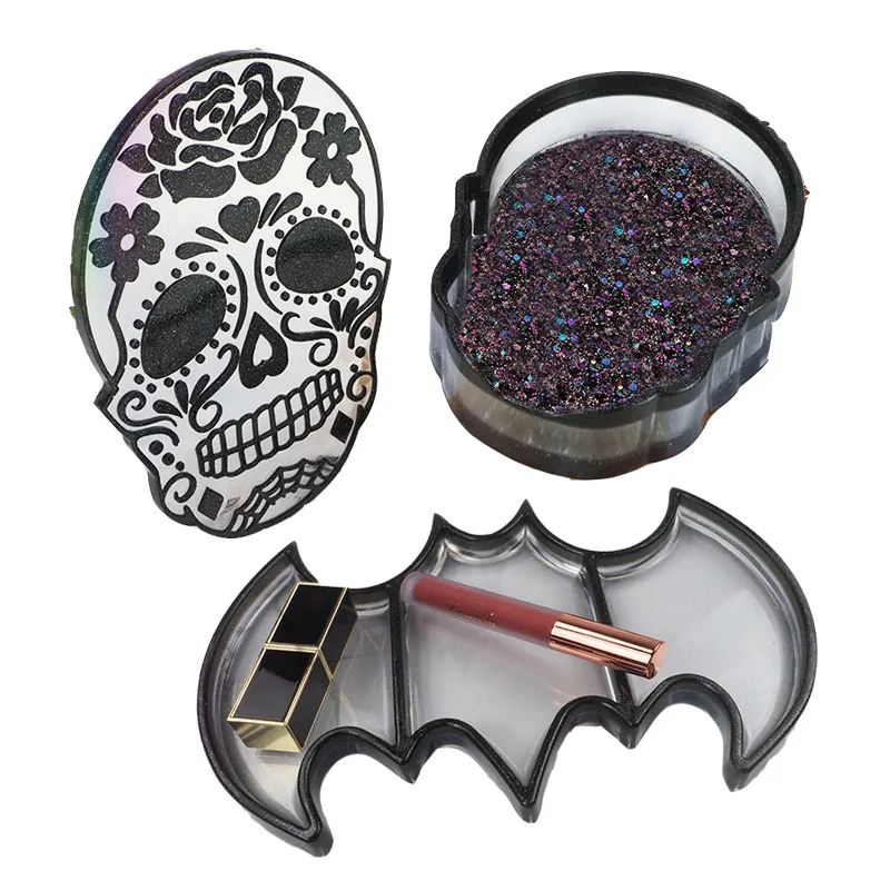 

DIY Epoxy Resin Mold Halloween Skull Storage Box Coffin Swing Table Jewelry Box Silicone Mold