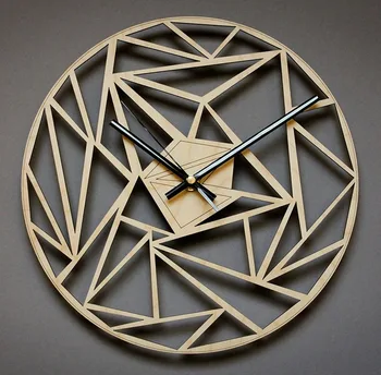 

European style modern fashion creative study geometric pattern wall clock wall decoration art quartz wooden wall watch LB91204
