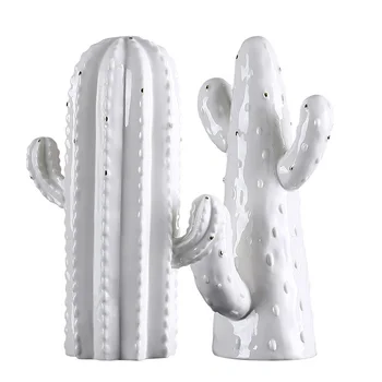 

Nordic Creative White Cactus Ornament Decoration Resin Modern Art Figurine Ornament Home Decoration Accessories Desktop Decor