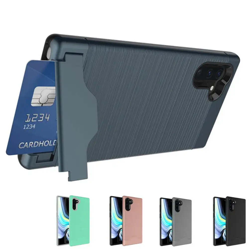 For Samsung Galaxy Note 10+ 5G 10Plus Note10 Brushed Armor Rubber Phone Case 10 Plus Card Slot Holder | Мобильные телефоны и