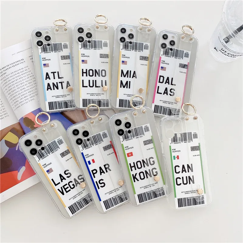 Высококачественный прозрачный чехол с ремешком на запястье INS Paris travel city для iphone 12