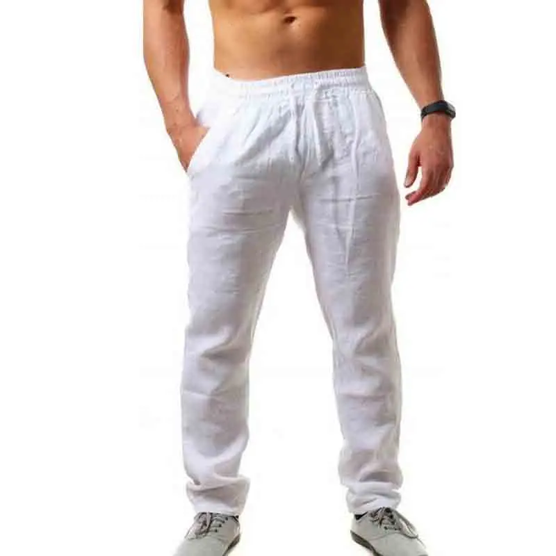Pantalones de verano para hombre, ropa deportiva de algodón puro y lino, Simple y a la moda, nuevo estilo