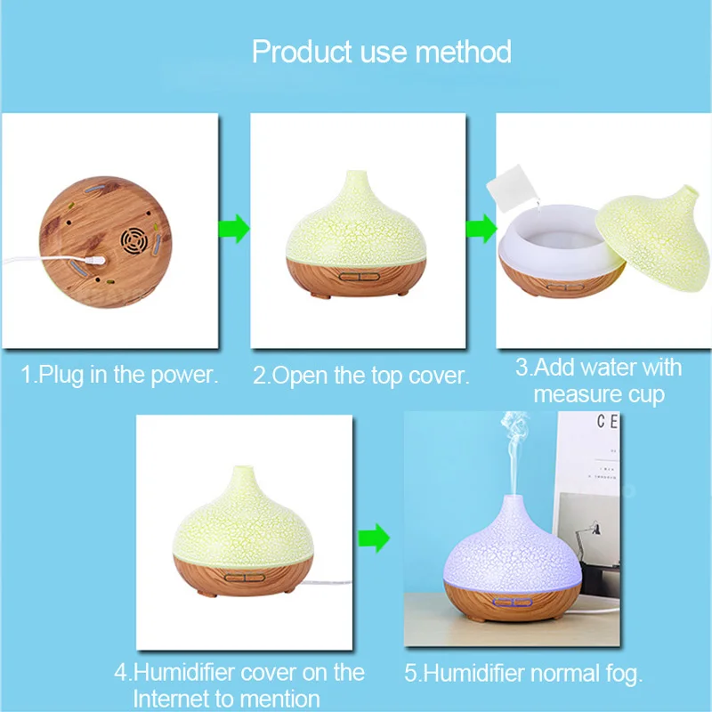 Searide 400ml Air humidifier Aromatherapy Ultrasonic wood Aroma Essential Oil Diffuser 7 Changeable