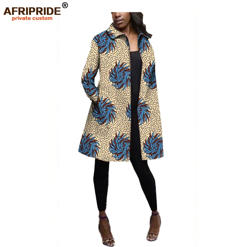 Осеннее Женское пальто в африканском стиле, длинное повседневное пальто с длинными рукавами и двумя карманами, супер восковое хлопковое пальто размера плюс, A722404 - Цвет: 293X