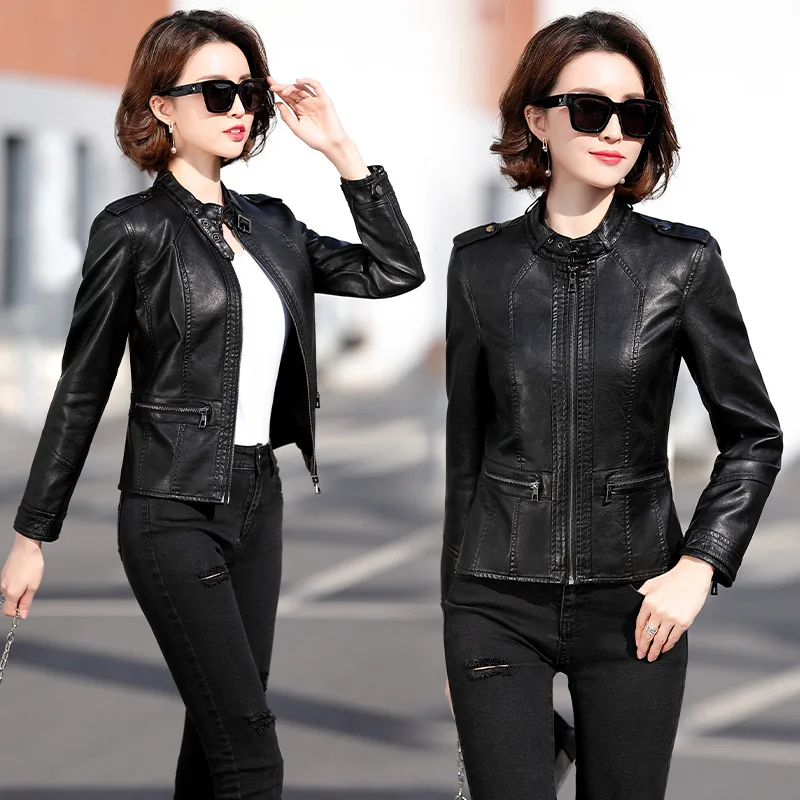 blouson-en-cuir-pu-femme-avec-col-montant-et-fermeture-eclair-vetement-d'exterieur-a-la-mode-pour-moto-streetwear-tailles-2xl-et-3xl