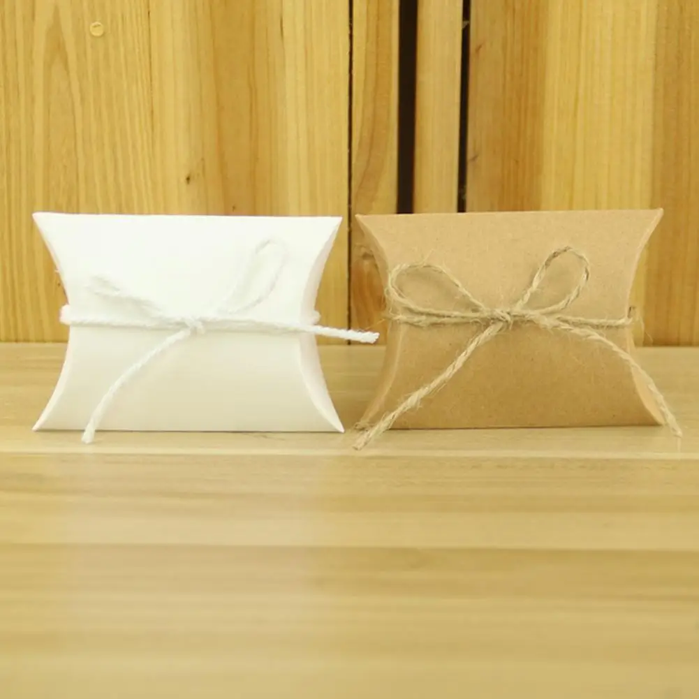 50Pcs Kraft Paper Pillow Shape Wedding Favor Gift Box Papercard Party Candy Bag Christmas Festival Supplies | Дом и сад