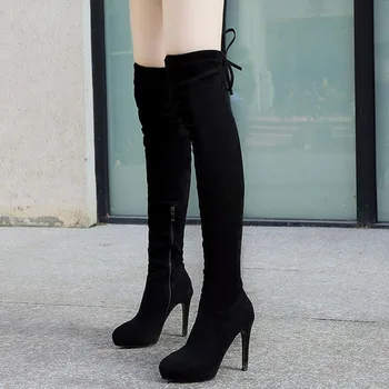 

2020 Women Over The Knee High Boots Slip on Winter Shoes Thin High Heel Pointed Toe All Match Women Boots
