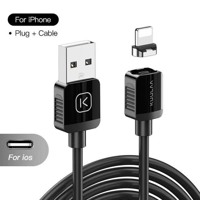 KUULAA Magnetic Cable USB Type C Cord Micro USB C Cable For iPhone Xiaomi Samsung Magnet Phone Charging Cord USBC Wire Black For  iPhone