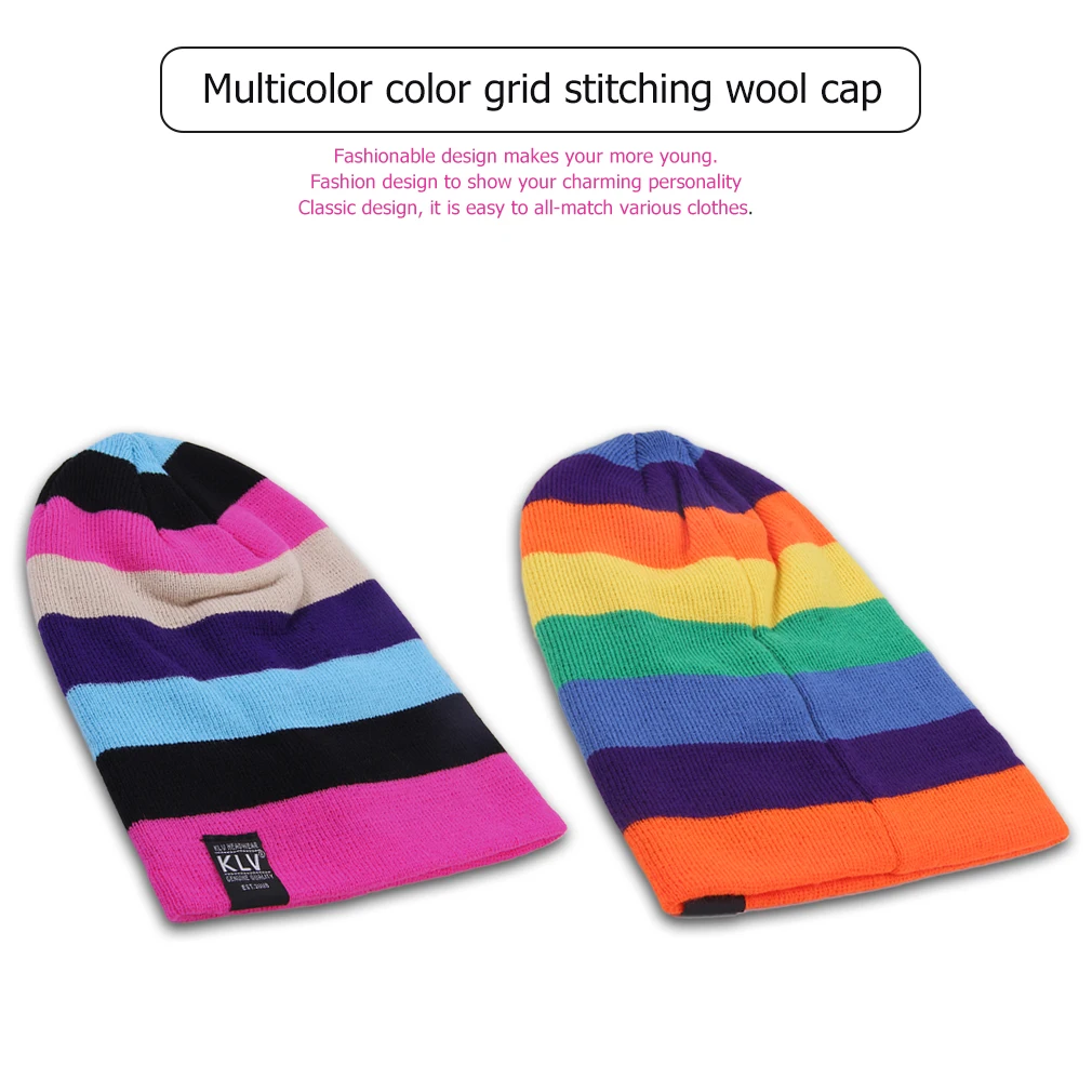 Цветная цветная Мужская и женская зимняя теплая хлопковая Вязаная Шапка бини