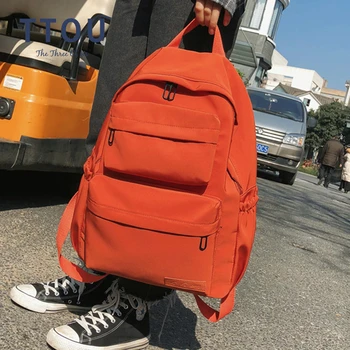 

Large Capacity Waterproof Nylon Women Backpack Female Multi Bag Pure Color Travel Backpack Schoolbag for Teenage Girls New