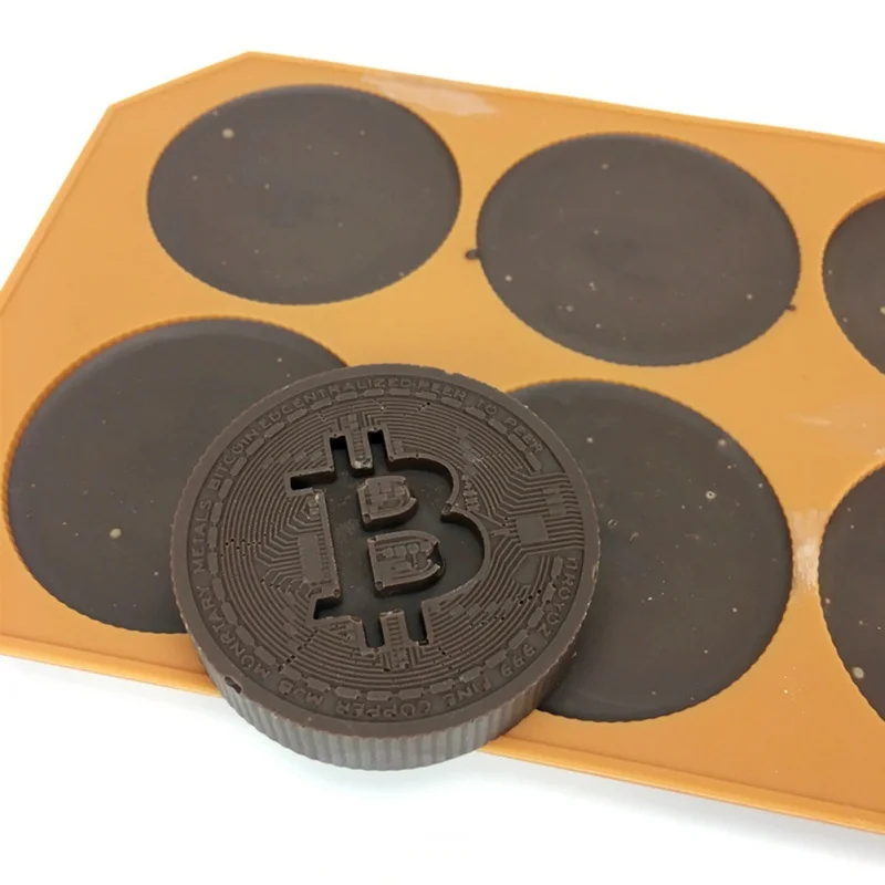 6 сетки 1 шт. силиконовая форма для льда монеты Биткойн Форма 3D Круглый лед лимонный Шоколад формы Замороженные кухонные аксессуары кухонные инструменты