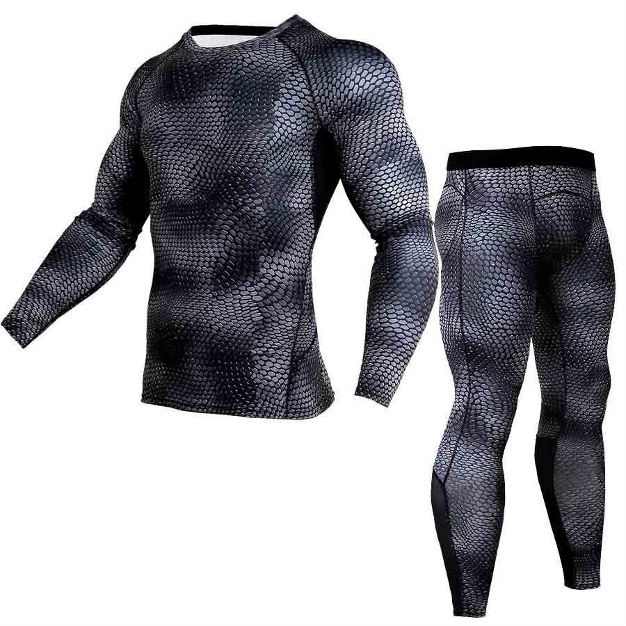 

New 3D Compression Set Men Sport Tracksuit Fitness Tight Men Long T Shirt Leggings Gym Run Jogging Quick Dry Clothing 2pcs/Sets