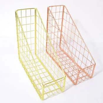 

Electroplated Iron Book Holder Desktop Shelf File azine Book Stand Office Home Stationery Organizer Holder