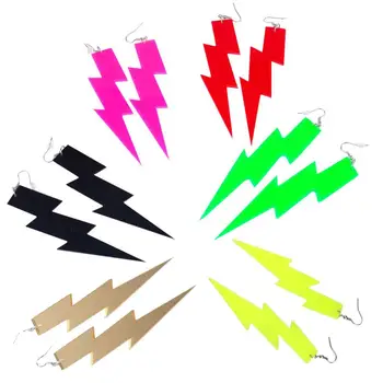 

Womens Lightning Hook Earrings Dangle Drop Resin Acrylic Lighting Bolt Drop Neon Earrings for Girls Bridal Party Je