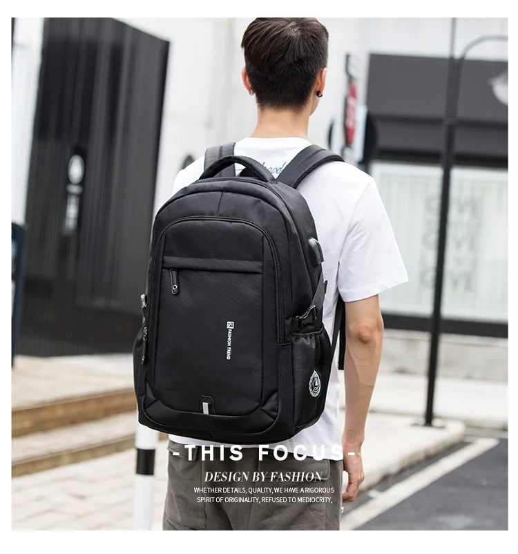 MOYYI черный рюкзак usb зарядка вилка сумка для 14 дюймов ноутбука скалолазание Пакет Путешествия Школьные рюкзаки с отверстием для наушников