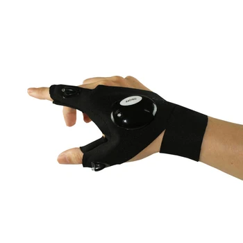 

Haft Finger Lights Outdoor Tool Fishing Magic Strap Fingerless Gloves LED emergency light